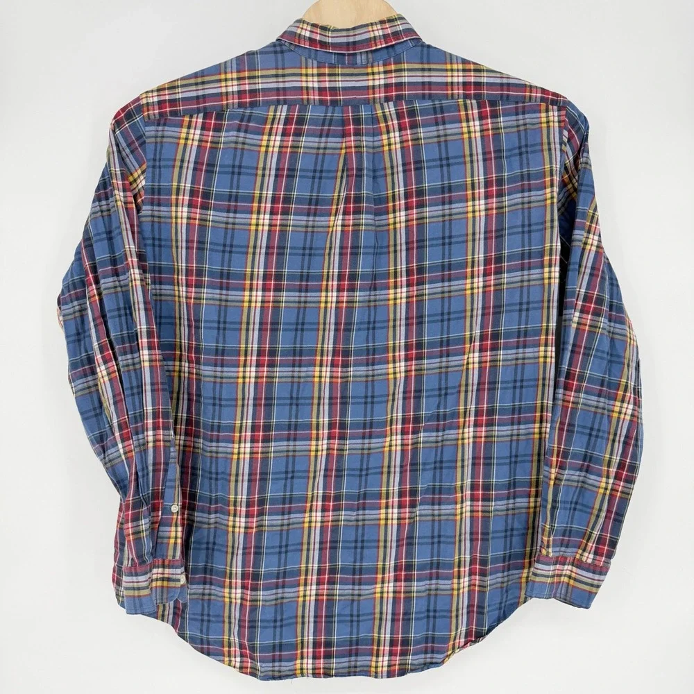 Polo Ralph Lauren Mens XXL Classic Fit Plaid Button Down Shirt Blue Red Cotton